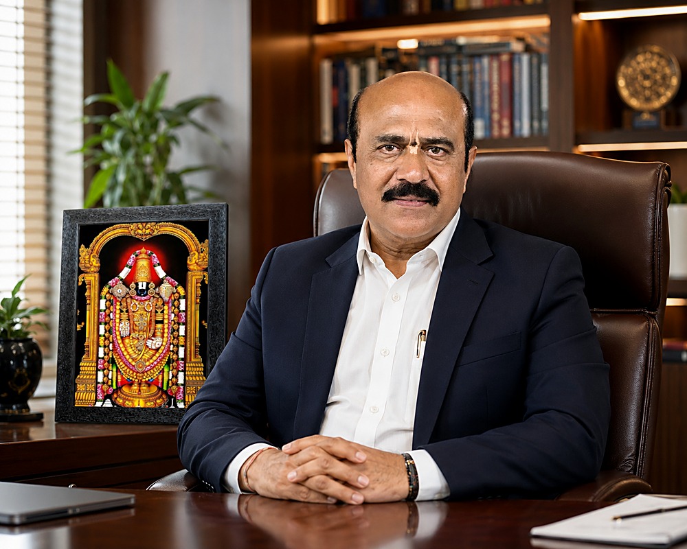 Mr. G.V. Vijaya Bhaskar, Managing Director of Devi Ads, at his office in Kurnool